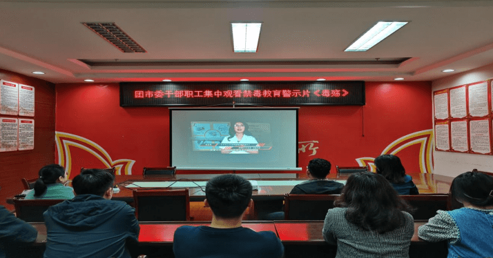 团市委组织干部职工集中观看禁毒教育警示片《毒殇》